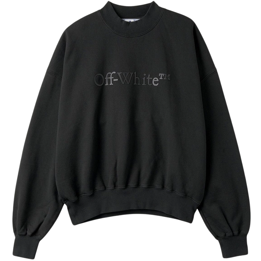 Off White Mens Bookish Laund Boxy Fit Black Sweatshirt Cotton - Size Medium